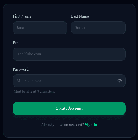 Account Creation Form