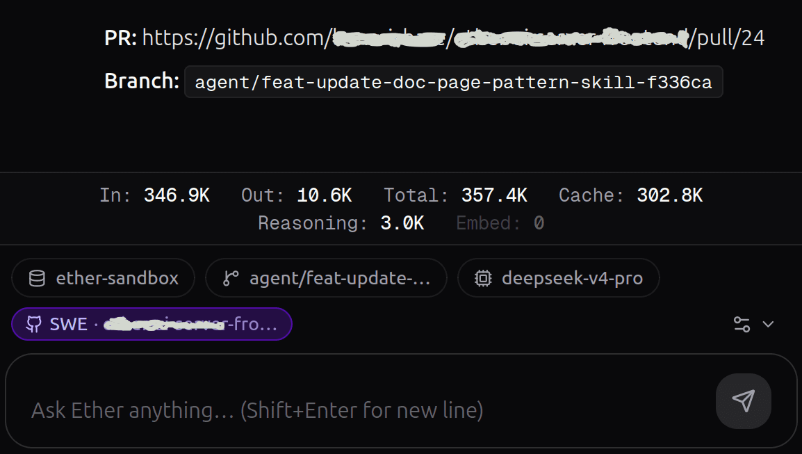 Pull Request generation and token telemetry
